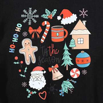 KEKEMI Women Christmas Funny Graphic Sweatshirt Long Sleeve Crewneck Pullover Tops Xmas Tree Print Fall Holiday Shirts?Black-05,XX-Large