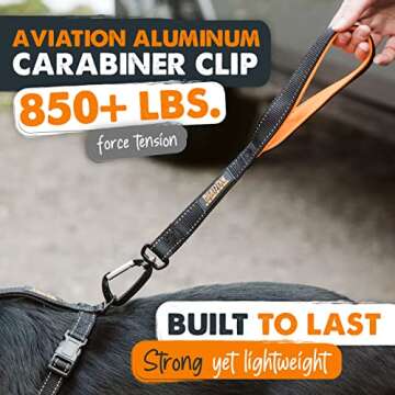 Mighty Paw Short Dog Leash - Comfortable Padded Handle - Traffic Control Lead - Short Leash for Dog Training - Clip Handle - Padded Handle - (18 in, Black)