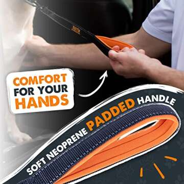 Mighty Paw Short Dog Leash - Comfortable Padded Handle - Traffic Control Lead - Short Leash for Dog Training - Clip Handle - Padded Handle - (18 in, Black)