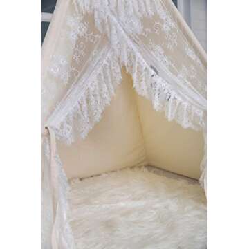 Kids Tent Floral Classic Ivory Kids Teepee Play Tent Childrens Play House Tipi Kids Room Decor little dove