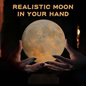 RUIXINDA Levitating Moon Lamp, Magnetic Floating Moon Lamp Spinning Luna Night Light with 3 Color Mo...