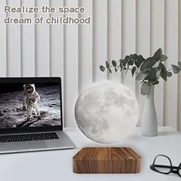 RUIXINDA Levitating Moon Lamp, Magnetic Floating Moon Lamp Spinning Luna Night Light with 3 Color Modes, for Home Office Desk Decor, Bedroom Unique Lamps, Cool Tech Gadgets Gift for Women Kids