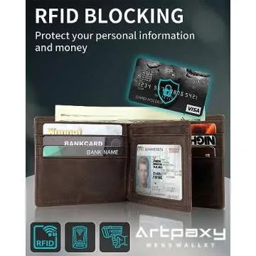 Mens Wallet With AirTag Holder, Bifold Leather RFID Blocking 1 ID Windows 13 Card Holders, Gift Box and Screen Protector Included, AirTag Not Included