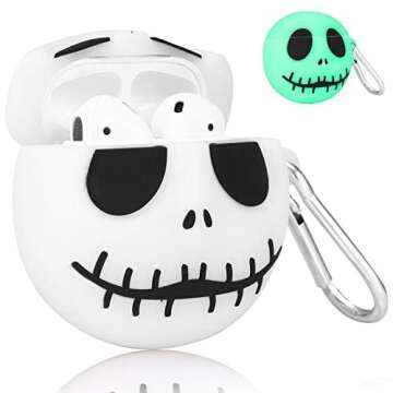 Joyleop(Luminous Skull) Compatible with Airpods 1/2 Case Cover,Girls Boys Teens 3D Cute Cartoon Funn...