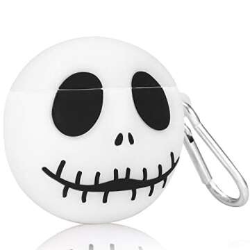 Joyleop(Luminous Skull) Compatible with Airpods 1/2 Case Cover,Girls Boys Teens 3D Cute Cartoon Funny Fun Cool Kawaii Fashion Chic,Silicone for Airpod Character Design Skin Keychain Air pods Case