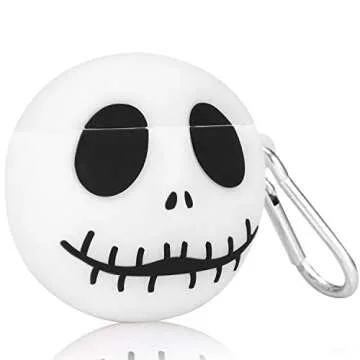 Joyleop(Luminous Skull) Compatible with Airpods 1/2 Case Cover,Girls Boys Teens 3D Cute Cartoon Funny Fun Cool Kawaii Fashion Chic,Silicone for Airpod Character Design Skin Keychain Air pods Case