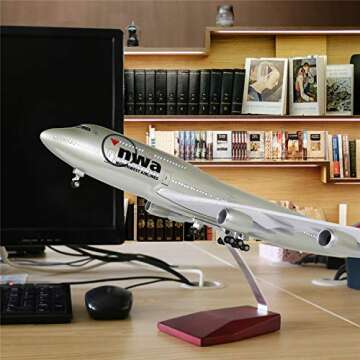 24-Hours 18” 1:130 Scale Airplane Model American Northwest 747 Plane Model with LED Light(Touch or...
