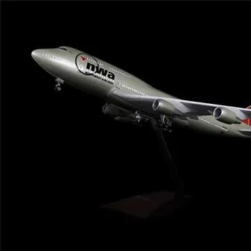 24-Hours 18” 1:130 Scale Airplane Model American Northwest 747 Plane Model with LED Light(Touch or Sound Control) for Decoration or Display