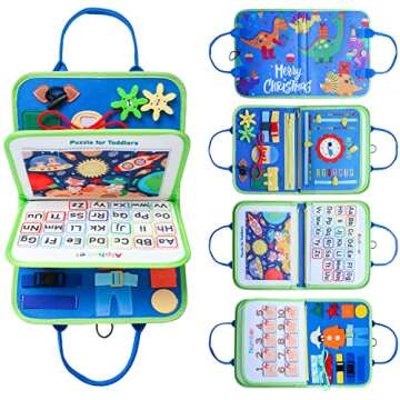 TBWIND Busy Board for Toddlers, Travel Toys for Airplane Car, Montessori Toy for 1 2 3 4 Year Old Gi...