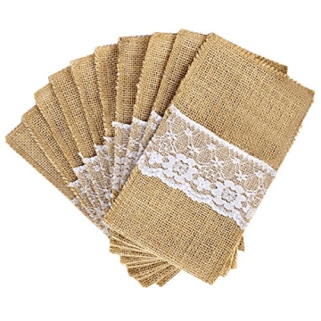 Elegant OurWarm Burlap Lace Utensil Holders for All Occasions