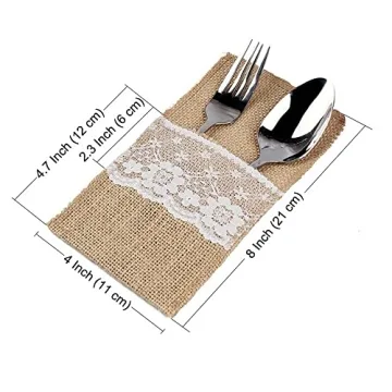 Elegant OurWarm Burlap Lace Utensil Holders for All Occasions