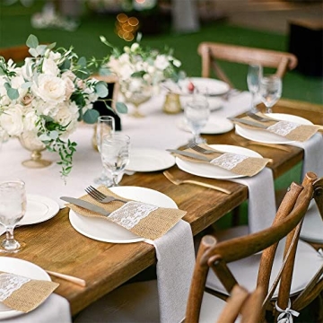 Elegant OurWarm Burlap Lace Utensil Holders for All Occasions