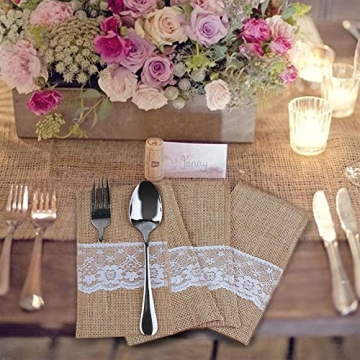 Elegant OurWarm Burlap Lace Utensil Holders for All Occasions