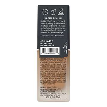 e.l.f. Flawless Satin Foundation, Lightweight & Medium Coverage, Semi-Matte Finish, Vegan & Cruelty-Free, Latte, 0.68 Fl Oz (20mL)