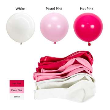 SANERYI Pink Balloon Arch Kit, 150pcs Hot Pink and White Confetti Balloons Garland for Happy Birthday Valentine's Mother's Girl's Baby Shower Princess Party Decorations Baby Shower