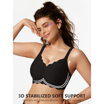 COCOMARTS Jelly Bras for Women No Underwire Scalloped Push Up Wireless Bralettes Seamless Soft Comfo...