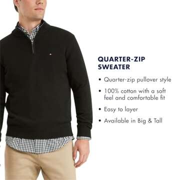 Tommy Hilfiger Men's Big & Tall Quarter Zip Sweater