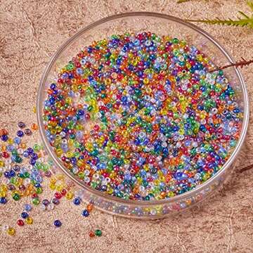 LiQunSweet 3000 Pcs Rainbow Glass Seed Beads for Crafts