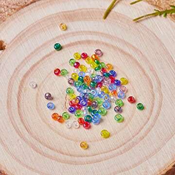 LiQunSweet 3000 Pcs Rainbow Glass Seed Beads for Crafts