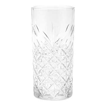 Restaurantware Timeless 10 Ounce Highball Glasses Set of 6 Etched Drinking Glasses - Dishwasher-Safe...