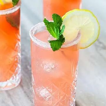 Restaurantware Timeless 10 Ounce Highball Glasses Set of 6 Etched Drinking Glasses - Dishwasher-Safe Chip-Resistant Clear Glass Water Glasses Lead-Free For Juices Or Cocktails