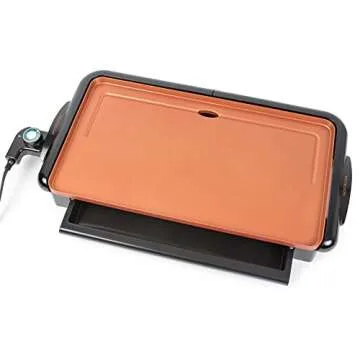 Nostalgia GD20C New and Improved Non-Stick Copper Griddle with Warming Drawer, Pancakes, Sausage, Eggs, Bacon, Omelettes
