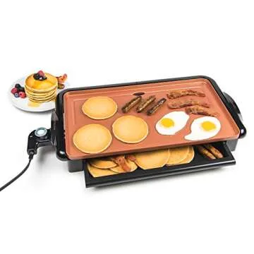 Nostalgia GD20C New and Improved Non-Stick Copper Griddle with Warming Drawer, Pancakes, Sausage, Eggs, Bacon, Omelettes