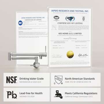 KES Kitchen Pot Filler Folding Faucet Brass Double Joint Swing Arm Sink Faucet Articulating Wall Mount Two Handle Brushed Nickel, KN926LF-BN