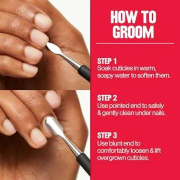 Revlon Expert Dual-Ended Nail Groomer, Stainless Steel Manicure Tool, Clean Under Fingernails and Lift Cuticles, 1 Count