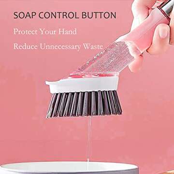 Soap Dispensing Dish Brush, 3-in-1 Kitchen Brush Set Scrub Brush with Hook for Pot Pan Dishes Sink Cleaning DR0190 Green