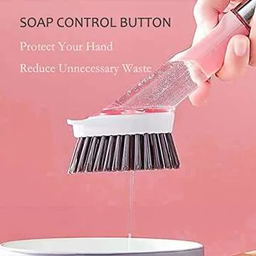 Soap Dispensing Dish Brush, 3-in-1 Kitchen Brush Set Scrub Brush with Hook for Pot Pan Dishes Sink Cleaning DR0190 Green