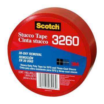 Scotch Stucco Tape, 1.88 in x 60yd, 30 Day Clean Removal, Heavy-Duty Outdoor Stucco Tape, UV & Moist...