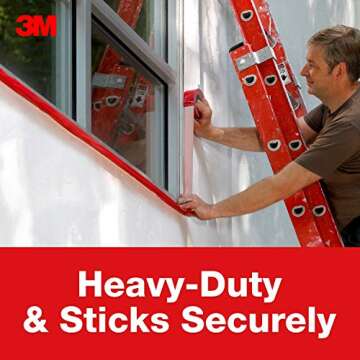 Scotch Stucco Tape, 1.88 in x 60yd, 30 Day Clean Removal, Heavy-Duty Outdoor Stucco Tape, UV & Moisture Resistant, Water Resistant Poly Backing, 1 Roll, Red (3260-A)