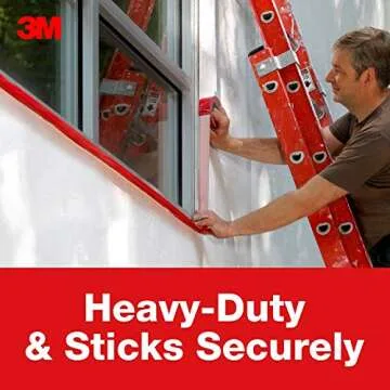 Scotch Stucco Tape, 1.88 in x 60yd, 30 Day Clean Removal, Heavy-Duty Outdoor Stucco Tape, UV & Moisture Resistant, Water Resistant Poly Backing, 1 Roll, Red (3260-A)