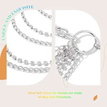 COSYDAYS Silver Chain Belts Rhinestone Waist Chain Layered Body Chains Jewelry for Women