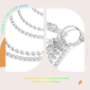 COSYDAYS Silver Chain Belts Rhinestone Waist Chain Layered Body Chains Jewelry for Women