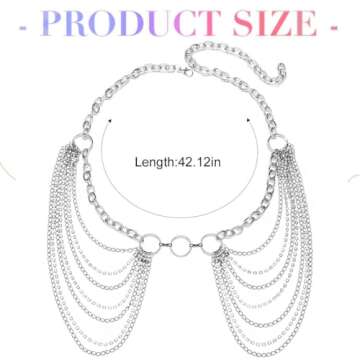 COSYDAYS Silver Chain Belts Rhinestone Waist Chain Layered Body Chains Jewelry for Women