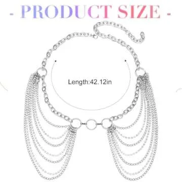 COSYDAYS Silver Chain Belts Rhinestone Waist Chain Layered Body Chains Jewelry for Women