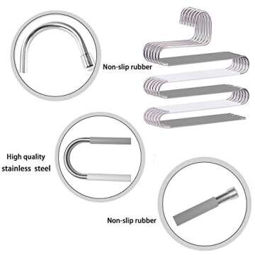 devesanter Pants Hangers Space Save Non-Slip 6 Pack S-Shape Trousers Hangers Stainless Steel Clothes...