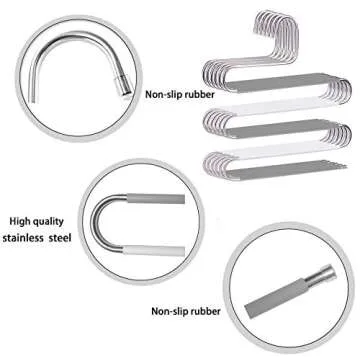devesanter Pants Hangers Space Save Non-Slip 6 Pack S-Shape Trousers Hangers Stainless Steel Clothes...