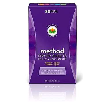Method Compostable Lavender + Cypress Dryer Sheets, Pack of 1