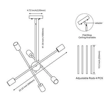 BONLICHT 6-Light Sputnik Chandelier - Stylish Gold Fixture