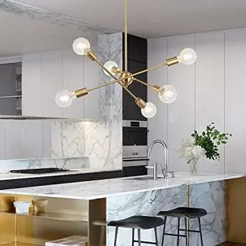 BONLICHT 6-Light Sputnik Chandelier - Stylish Gold Fixture