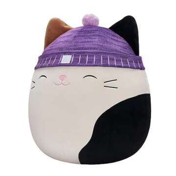 Squishmallows Original 14-Inch Cam Calico Cat with Purple Hat - Large Ultrasoft Official Jazwares Pl...
