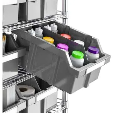 Seville Classics Heavy Duty NSF Bin Rack Solid Steel Wire Shelving Storage Unit, Patented Organizer for Garage, Warehouse, Office, Restaurant, Classroom, Kitchen, Gray, Includes 21 Bins