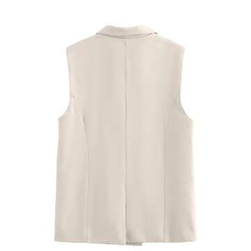 ALSOGO Women's Lapel Blazer Jacket - Stylish Sleeveless Vest for Work & Casual