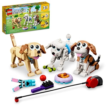 LEGO Creator 3 in 1 Adorable Dogs Building Toy Set for Dog Lovers, Gift for Kids 7 and Up with Beagl...
