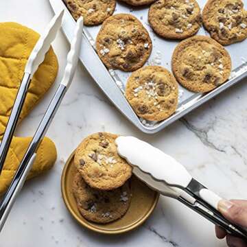 Country Kitchen Stainless Steel Silicone Tipped Kitchen Food BBQ and Cooking Tongs for Non Stick Coo...