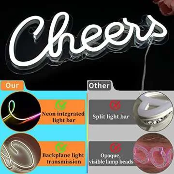 ROYOCE Cheers Neon Sign - USB LED Wall Decor for Parties