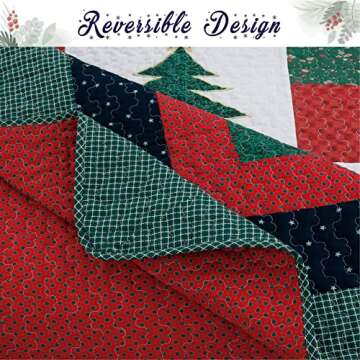 Christmas Patchwork Wreaths King Quilt Set - Cozy Line Home Fashions